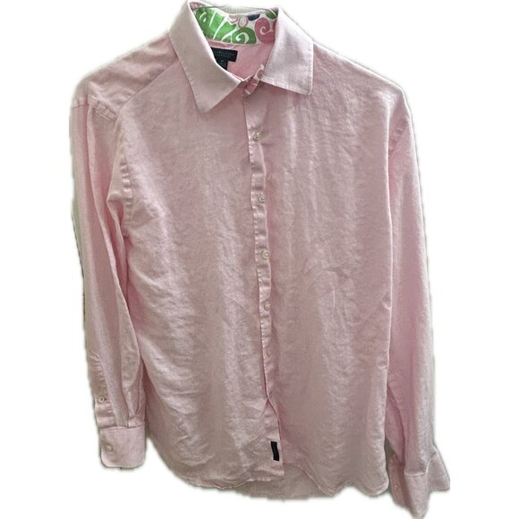 XL - Lilly Pulitzer Men's Stuff 100% Linen Size M Wyeth Pink - Picture 1 of 13